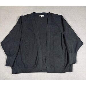 Essentials Milano Cardigan Womens Medium Black Waffle Knit Open Front Sweater